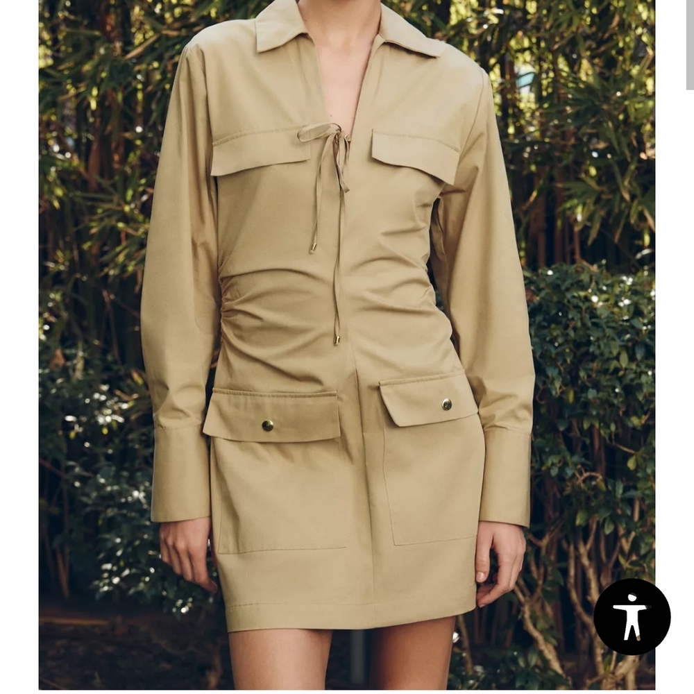 Zara Khaki Mini Dress with Pockets
